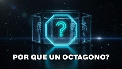 Octogono de MMA visto desde arriba con peleadores en accion