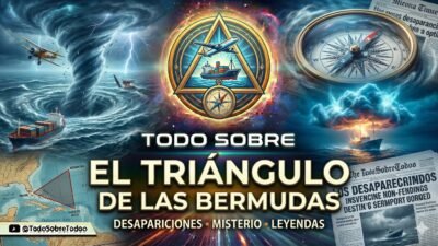 Mapa del Oceano Atlantico con el area del Triangulo de las Bermudas marcado