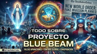 Proyeccion holografica sobre el cielo nocturno como concepto del Proyecto Blue Beam