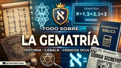 Representación de letras hebreas y sus valores numéricos en la gematría.