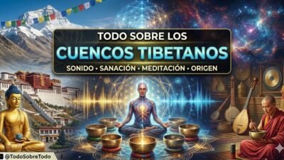 Ilustracion editorial sobre los cuencos tibetanos, el sonido y la meditacion.