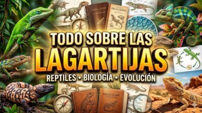 Ilustracion editorial sobre las lagartijas, su diversidad y su biologia.