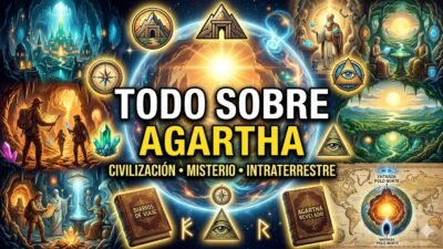 Ilustracion editorial sobre el mito de Agartha, ciudades subterraneas y el mundo intraterreno.